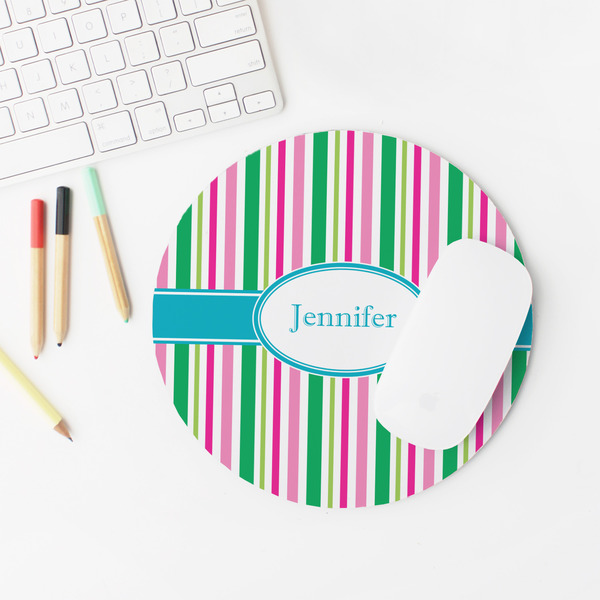 Grosgrain Stripe Round Mousepad - LIFESTYLE 2