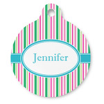 Grosgrain Stripe Round Pet ID Tag (Personalized)