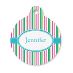 Grosgrain Stripe Round Pet ID Tag - Small (Personalized)