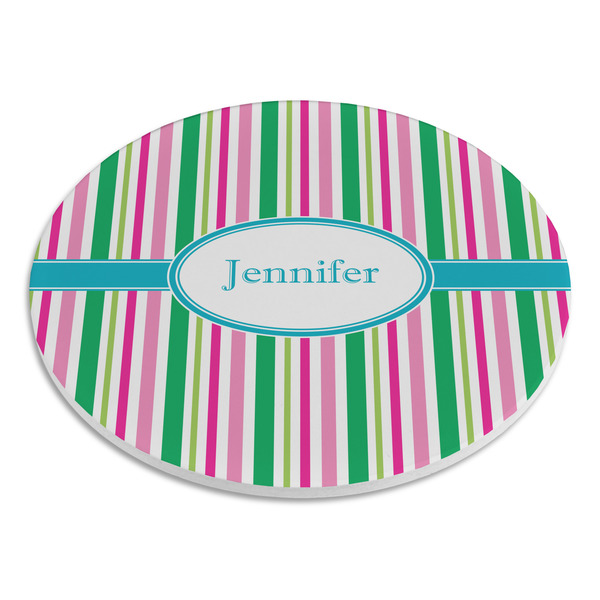 Grosgrain Stripe Round Stone Trivet - Angle View