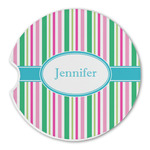 Grosgrain Stripe Sandstone Car Coaster - Single (Personalized)