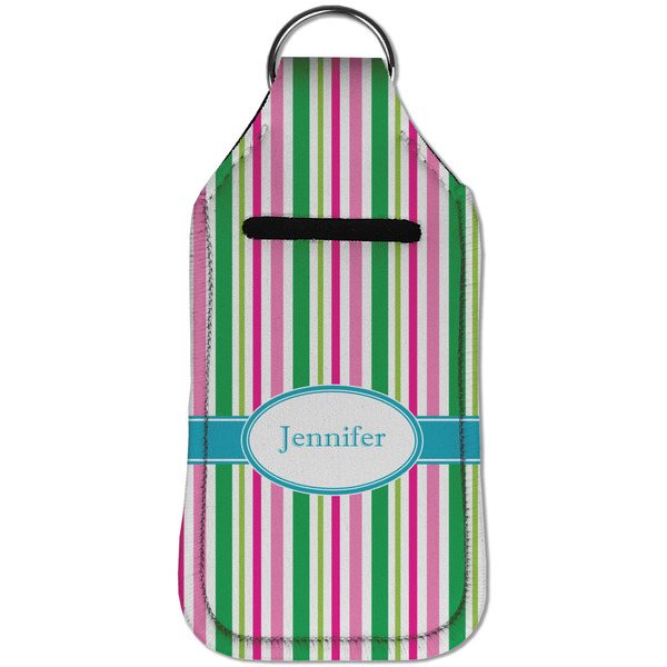 Grosgrain Stripe Sanitizer Holder Keychain - Large (Front)