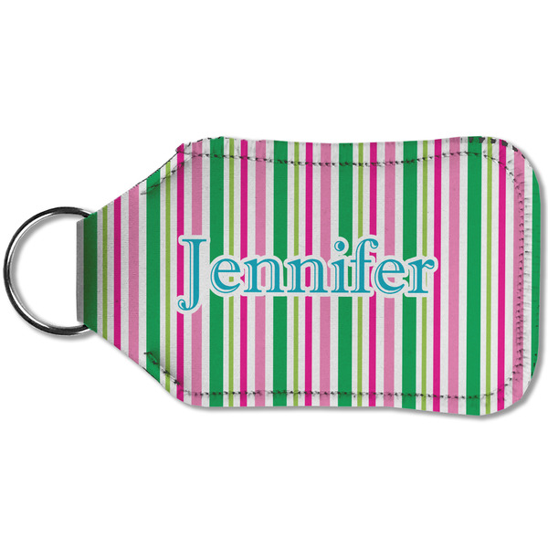 Grosgrain Stripe Sanitizer Holder Keychain - Small (Back)