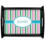 Grosgrain Stripe Black Wooden Tray - Large (Personalized)