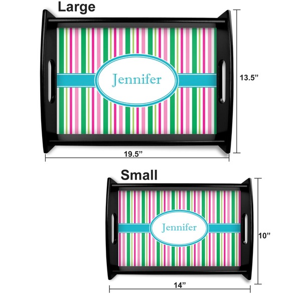 Grosgrain Stripe Serving Tray Black Sizes
