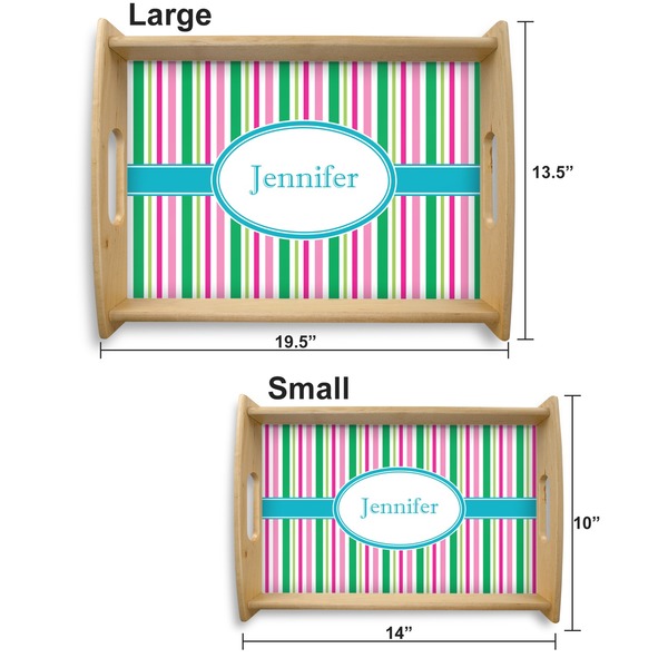 Grosgrain Stripe Serving Tray Wood Sizes