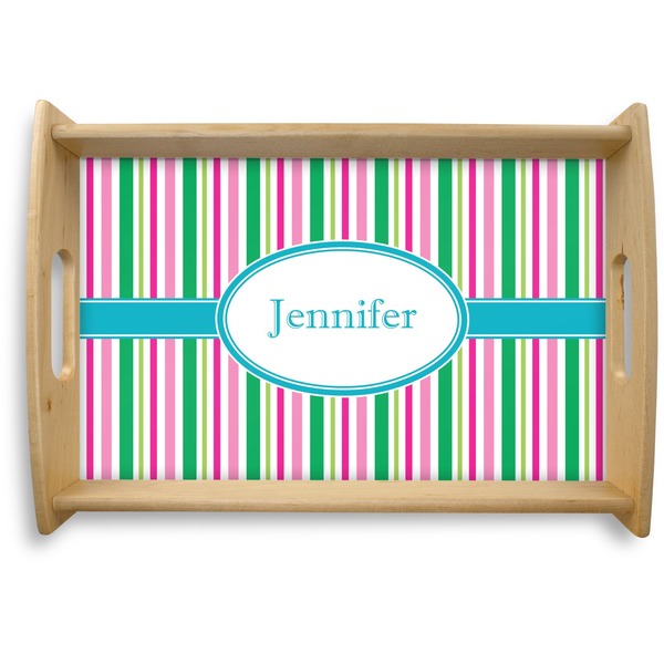Custom Grosgrain Stripe Natural Wooden Tray - Small (Personalized)