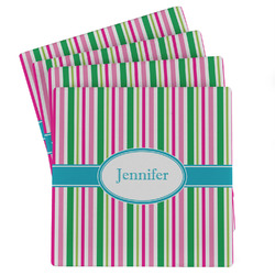 Grosgrain Stripe Absorbent Stone Coasters - Set of 4 (Personalized)