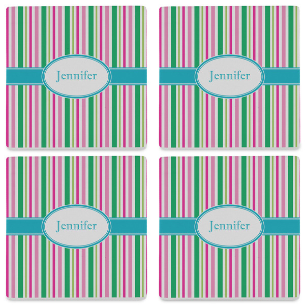 Grosgrain Stripe Set of 4 Sandstone Coasters - See All 4 View