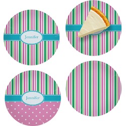 Grosgrain Stripe Set of 4 Glass Appetizer / Dessert Plate 8" (Personalized)