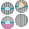 Grosgrain Stripe Set of 4 Glass Appetizer / Dessert Plate 8" (Personalized)