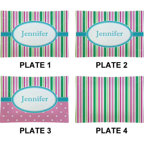 Grosgrain Stripe Set of Rectangular Appetizer / Dessert Plates (Approval)
