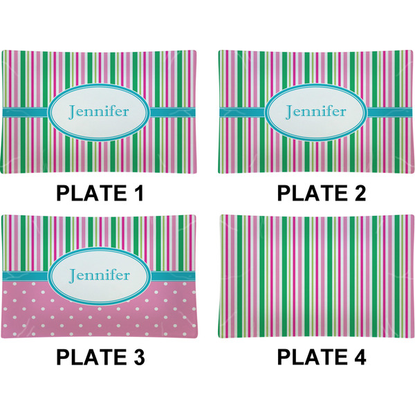 Grosgrain Stripe Set of Rectangular Dinner Plates (Approval)