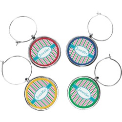 Grosgrain Stripe Wine Charms (Set of 4) (Personalized)