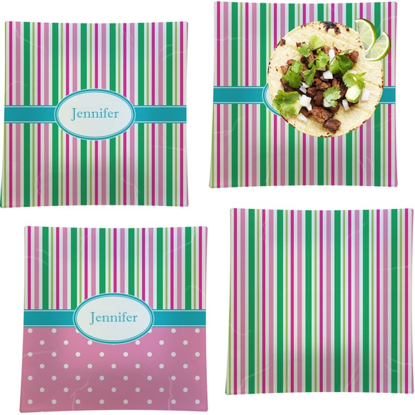 Grosgrain Stripe Set of Square Dinner Plates