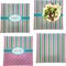 Grosgrain Stripe Set of 4 Glass Square Lunch / Dinner Plate 9.5" (Personalized)