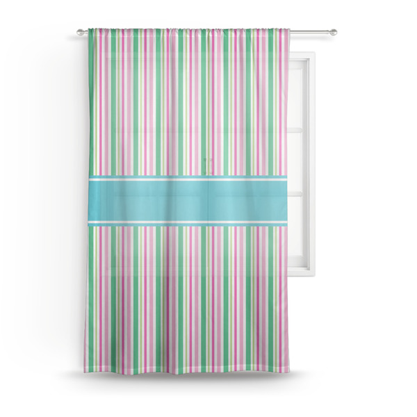 Custom Grosgrain Stripe Sheer Curtain - 50"x84"