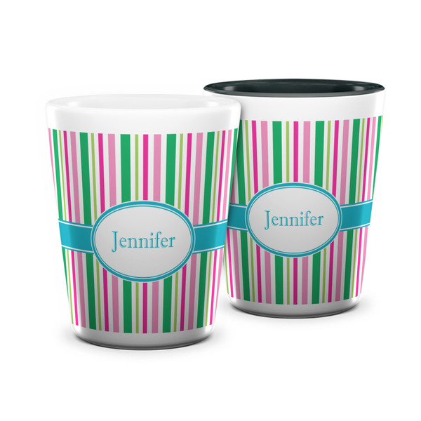 Custom Grosgrain Stripe Ceramic Shot Glass - 1.5 oz (Personalized)
