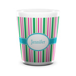 Grosgrain Stripe Ceramic Shot Glass - 1.5 oz - White - Set of 4 (Personalized)