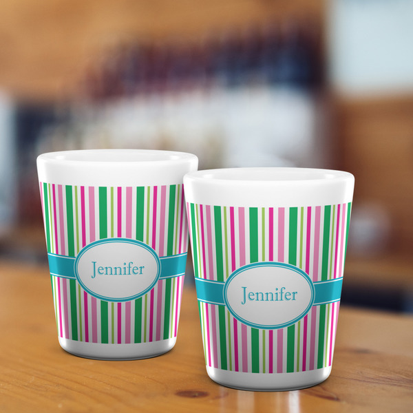 Grosgrain Stripe Shot Glass - White - LIFESTYLE