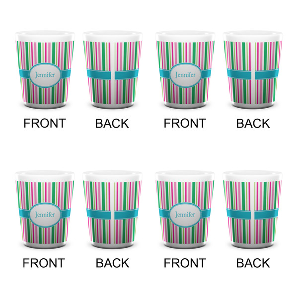 Grosgrain Stripe Shot Glass - White - Set of 4 - APPROVAL