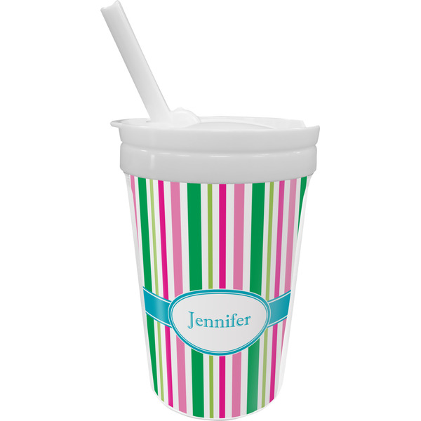 Custom Grosgrain Stripe Sippy Cup with Straw (Personalized)