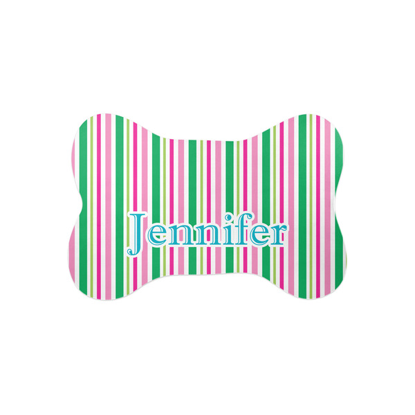 Custom Grosgrain Stripe Bone Shaped Dog Food Mat (Small) (Personalized)