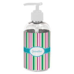 Grosgrain Stripe Plastic Soap / Lotion Dispenser (8 oz - Small - White) (Personalized)