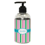 Grosgrain Stripe Plastic Soap / Lotion Dispenser (8 oz - Small - Black) (Personalized)