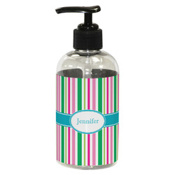 Grosgrain Stripe Plastic Soap / Lotion Dispenser (8 oz - Small - Black) (Personalized)