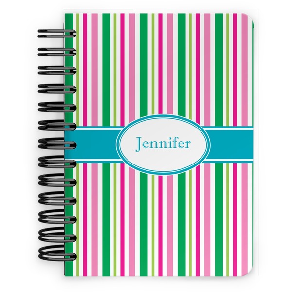 Custom Grosgrain Stripe Spiral Notebook - 5x7 w/ Name or Text