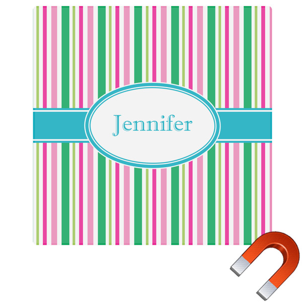 Custom Grosgrain Stripe Square Car Magnet - 10" (Personalized)