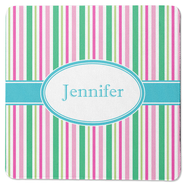 Grosgrain Stripe Square Coaster Rubber Back - Single