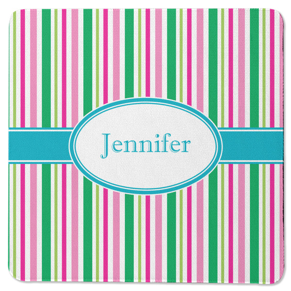 Custom Grosgrain Stripe Square Rubber Backed Coaster (Personalized)
