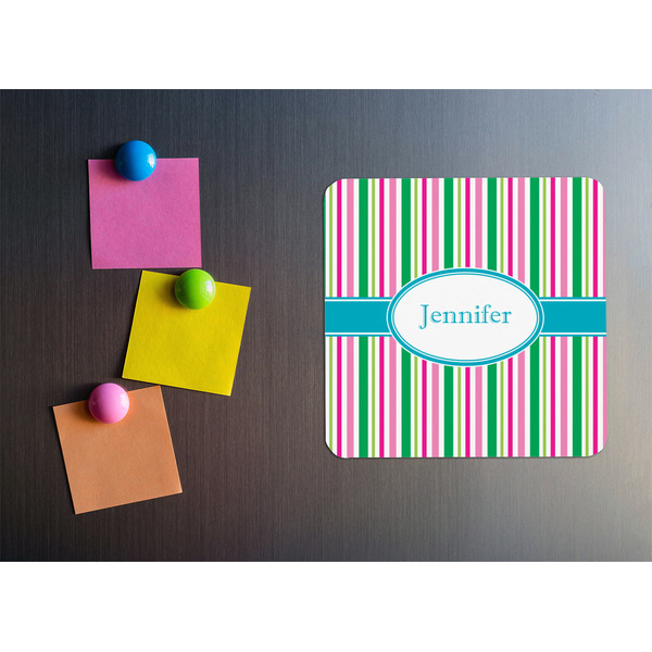 Grosgrain Stripe Square Fridge Magnet - LIFESTYLE
