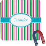 Grosgrain Stripe Square Fridge Magnet w/ Name or Text