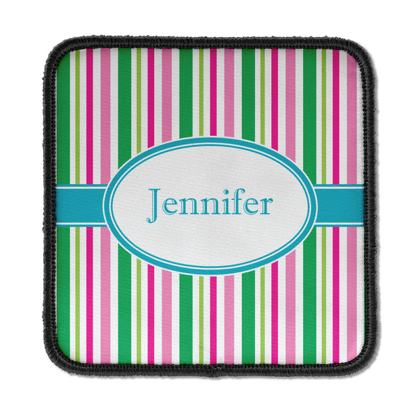 Custom Grosgrain Stripe Iron On Square Patch w/ Name or Text