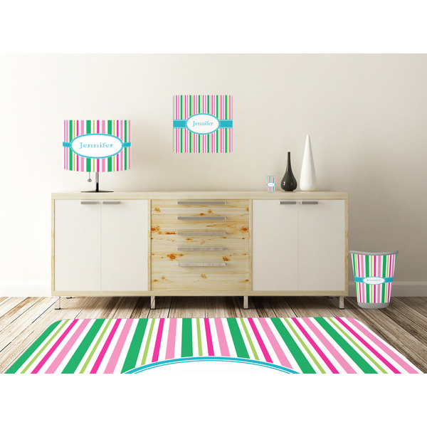 Grosgrain Stripe Square Wall Decal Wooden Desk