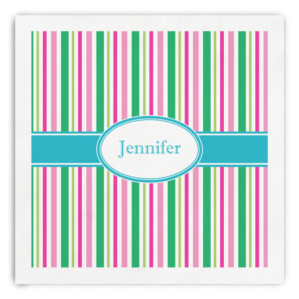 Custom Grosgrain Stripe Paper Dinner Napkins (Personalized)