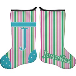 Grosgrain Stripe Holiday Stocking - Double-Sided - Neoprene (Personalized)