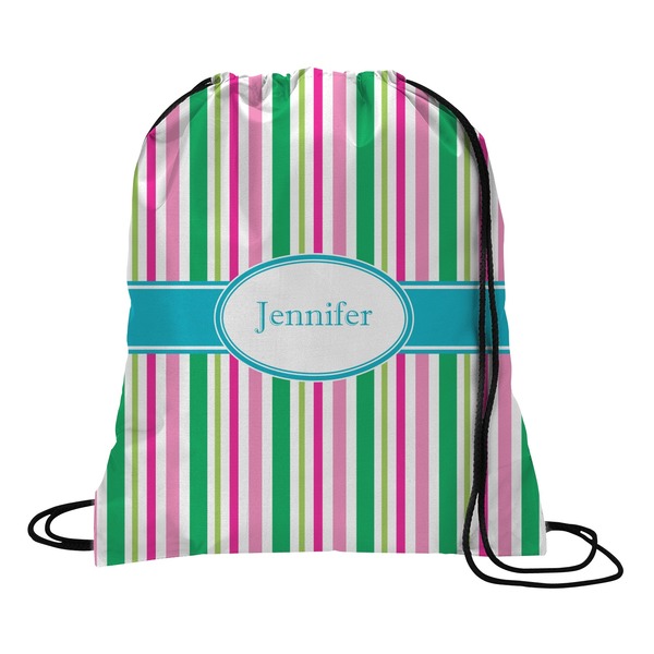 Custom Grosgrain Stripe Drawstring Backpack - Large (Personalized)