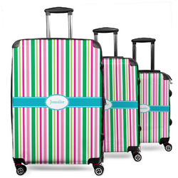 Grosgrain Stripe 3 Piece Luggage Set - 20" Carry On, 24" Medium Checked, 28" Large Checked (Personalized)