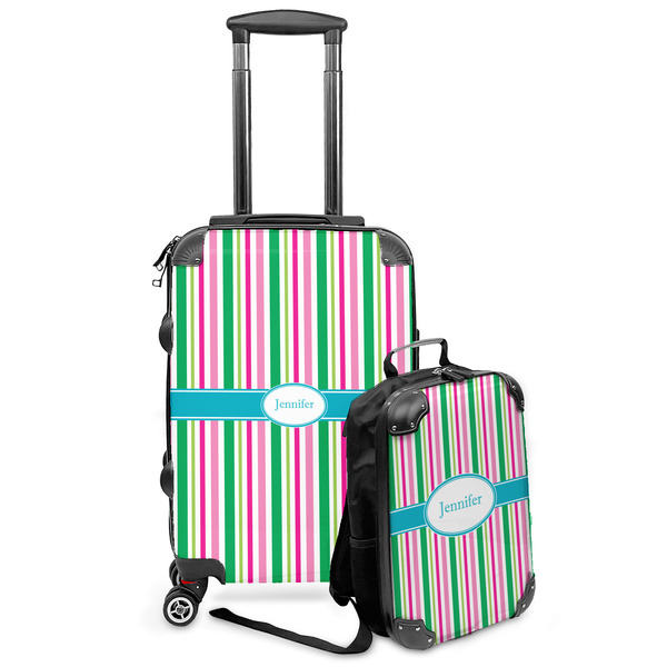 Custom Grosgrain Stripe Kids 2-Piece Luggage Set - Suitcase & Backpack (Personalized)