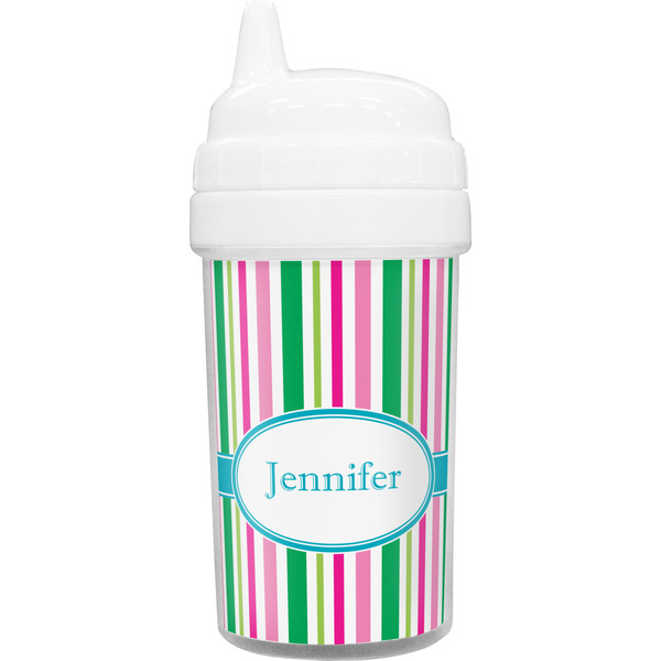 Custom Grosgrain Stripe Toddler Sippy Cup (Personalized)