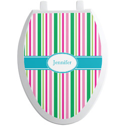 Grosgrain Stripe Toilet Seat Decal - Elongated (Personalized)