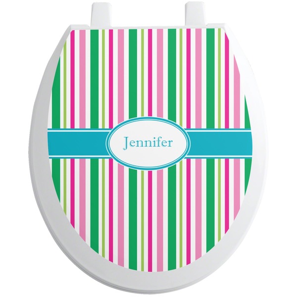 Custom Grosgrain Stripe Toilet Seat Decal (Personalized)