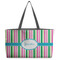 Grosgrain Stripe Beach Totes Bag - w/ Black Handles (Personalized)