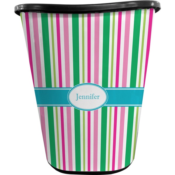 Grosgrain Stripe Trash Can Black