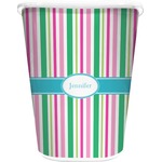 Grosgrain Stripe Waste Basket - Single Sided (White) (Personalized)