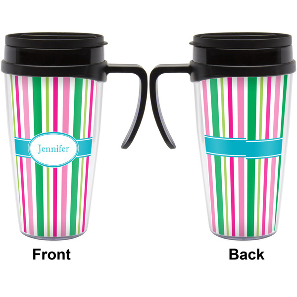 Grosgrain Stripe Travel Mug with Black Handle - Approval